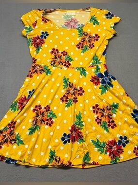 Bobbie Brooks DRESS YELLOW FLORAL WOMENS SIZE S